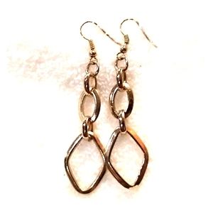 Gold diamond shaped chain link dangle earrings